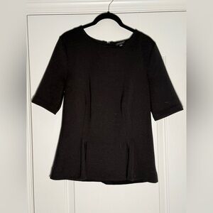Ann Taylor Classic Black Short Sleeve Peplum Top